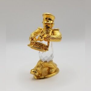 SWAROVSKI TRIMLITE MARCHING BAND PLAYER.80'S CRYSTAL & GOLD PLATE